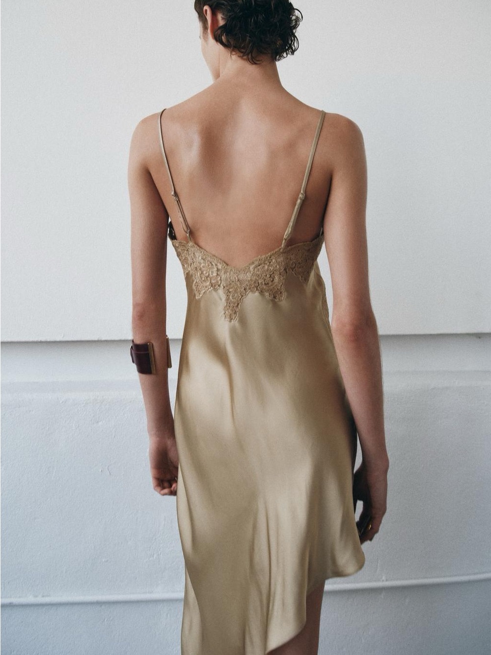 ZARA BNWT ASYMMETRIC SATIN DRESS. LIGHT BEIGE 6895/053/721 - Picture 8 of 12